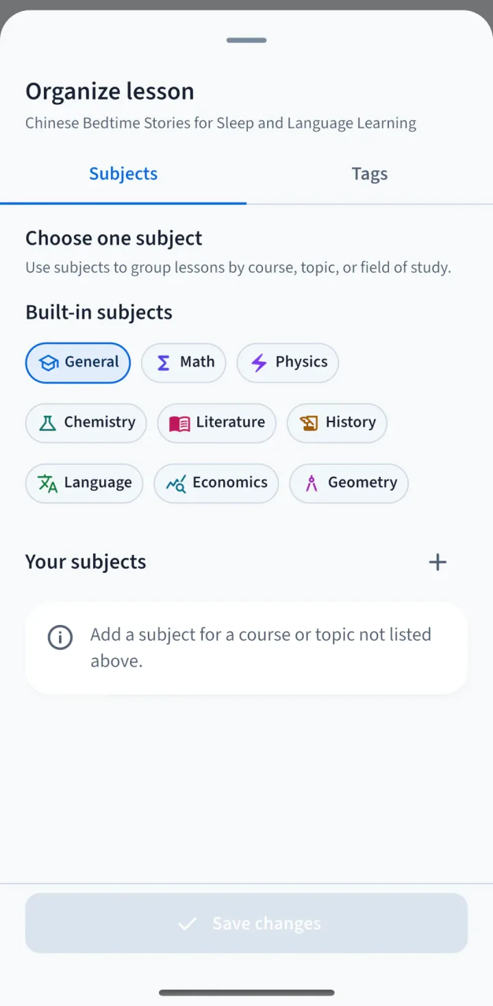 Organize lesson by subject